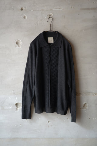 CASHMERE SILK SEE-THROUGH CABLE POLO