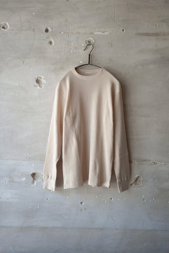 コットンカシミア ワッフル長袖クルー