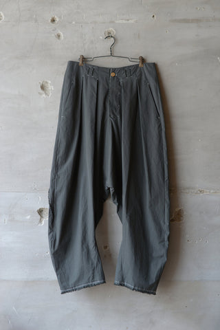 "EROS"PLEATED DROP-CROTCH WIDE TROUSERS_BLUE GREY