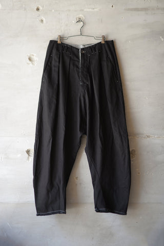 "EROS"PLEATED DROP-CROTCH WIDE TROUSERS